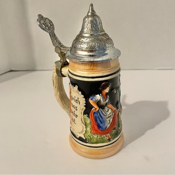 Vintage Mini DBGM Western Germany Lidded Beer Stein Collectible Barware - Picture 1 of 9